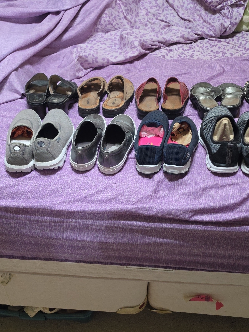 11 Pairs of Size 8 Women Slip-ons, Skerchers,wedges, Flat Shoes,in Pretty SHAPE